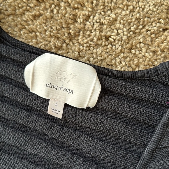 Cinq A Sept Black Titania Ribbed Wrap Front Sweater V Neck Top - Picture 3 of 8